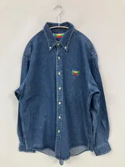 PETER シャツ/ブラウス LARGE ブルー デニム 無地 ワンポイント ミドル丈 長袖 ボタンダウン メンズのサムネイル