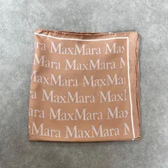 MaxMara マックスマーラ シルク100% スカーフ 総ロゴ柄 ブラウン系 正方形のサムネイル