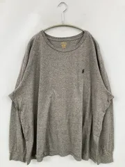 Polo Ralph Lauren ポロラルフローレン Tシャツ/カットソー XXL グレー クルーネック(丸首) 長袖 無地 ワンポイント ブランドロゴ ミドル丈 メンズ