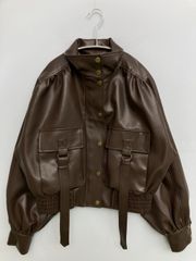 新品未使用 現行品 TINA:JOJUN フェイクレザーブルゾン ブラウン M