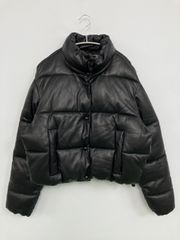 ZARA ザラ フェイクレザー 中綿ダウンジャケット 黒 M - メルカリ