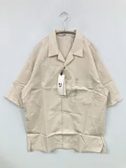 UNIQLO +J シャツ/ブラウス L ベージュ コットン 無地 ミドル丈 半袖 オープンカラー メンズ