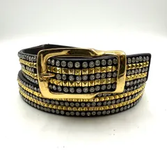 DIAVLOディアブロベルトスタッズラインストーン黒ブラックレザーゴールド中古のサムネイル