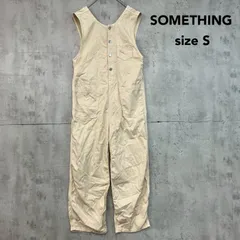 SOMETHING サムシング S ベージュ 別注 サロペット オーバーオール ボタンフライ FREAK'S STORE フリークスストア つなぎ ワーク カジュアル シンプル 無地 ボトムス パンツ ワークウェア ★ ■◇ ◇■のサムネイル