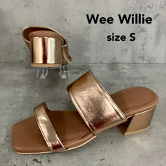 美品 Wee Willie ウィウィリー Sサイズ サンダル ピンク チャンキーヒール スクエアトゥ メタリック ダブルベルト リゾート お出かけ カジュアル フェミニン デート おしゃれ かわいい ★ ■◆のサムネイル