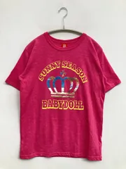 BABYDOLL ベビードール Tシャツ/カットソー S ピンク 前面プリント バックプリント ブランドロゴ ミドル丈 半袖 クルーネック(丸首) レディース