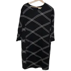 自由区/jiyuku(ジユウク) ワンピース サイズ38 M レディース - 黒×白 Vネック/長袖/ひざ丈/チェック柄のサムネイル