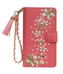 SALON DE ALFURDスマイルマーク付きピンク手帳型ケース SALON DE ALFURD スマイルマーク 多機種対応 手帳型スマホケース