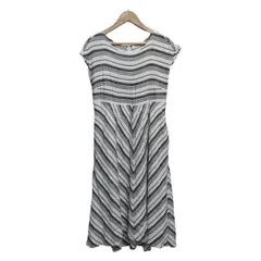ドレステリア ワンピース サイズM レディース - 白×ダークグレー クルーネック/半袖/ロング/LE TiROiR de DRESSTERIOR/ボーダーのサムネイル