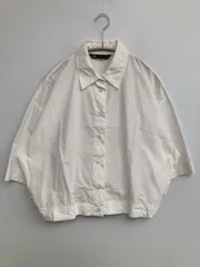 ZARA ザラ シャツ/ブラウス S ホワイト コットン 無地 ショート丈 半袖 レギュラーカラー レディース