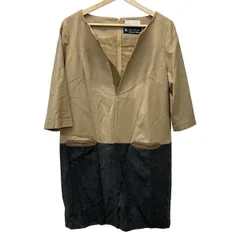 自由区/jiyuku(ジユウク) ワンピース サイズ40 M レディース美品  - ベージュ×ダークグレー Vネック/七分袖/ひざ丈/Botto Giuseppeのサムネイル
