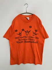 Hanes ヘインズ Tシャツ/カットソー M オレンジ 前面プリント バックプリント ミドル丈 半袖 クルーネック(丸首) メンズ レディース