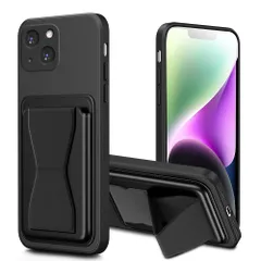 対応 iPhone 14 ケース ケース カード収納 スタンド付き アイフォン 14 シリコン ケース バンド付き スタンド機能 耐久 滑り止め 黑のサムネイル