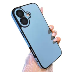 高級PUレザー for iphone 16 ケース かわいい おしゃれ 韓国 カメラ保護 耐衝撃 人気 スマホケース for いPhone16 可愛い シンプル 素皮for アイフォン全面保護レンズプロテクター内蔵 ツートンカラー 衝撃吸収 カップル向け-bl