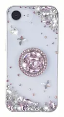 iphone 16e 用 ケース ラインストーン キラキラ ピカピカ ダイヤモンド クリア デコ デコレーション 可愛い ラインストーン 豪華 キルティングケース 指スタンド 人気スマホケース おしゃれ ランキング シンプル 上品 シンプル カバー TZ-SJのサムネイル