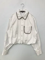 ZARA ザラ シャツ/ブラウス USA M ホワイト コットン 無地 その他総柄 ショート丈 長袖 レギュラーカラー レディース