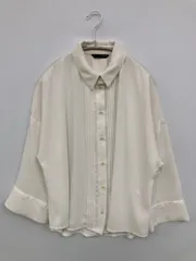 ZARA ザラ シャツ/ブラウス USA XS アイボリー 無地 半端袖 ミドル丈 レギュラーカラー レディース