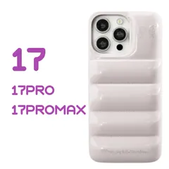iPhone17 17PRO 17PROMAX ケース スマホカバー ダウンジャケット ホワイト オーツミルクのサムネイル