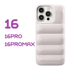 iPhone16 16PRO 16PROMAX ケース スマホカバー ダウンジャケット ホワイト　オーツミルクのサムネイル