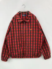 Polo by Ralph Lauren ポロバイラルフローレン ブルゾン XXL レッド コットン チェック柄 ワンポイント ブランドロゴ ショート丈 フードなし ジップアップ メンズ