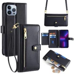 Cacheluna 手帳型ケース ショルダーケース iphone 手帳型 ショルダーケース レザー for iPhone 13 Pro Max 斜め掛けと手持ちー スマートフォンケース 財布型 対応 アイフォン 肌触り良い 便利