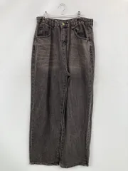 Fashion jeans ファッションジーンズ デニムパンツ S ブラック フルレングス 無地 ワイド・ルーズ ストレート ハイウエスト ヴィンテージ レディース