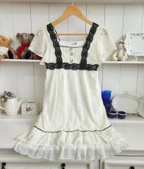 y2k axes femme ドット レース チュニック ワンピ ウィッシュコア