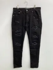 AZUL by MOUSSY アズールバイマウジー デニムパンツ L ブラック フルレングス 無地 スキニー・タイト テーパード レギュラー クラッシュ・ダメージ レディース