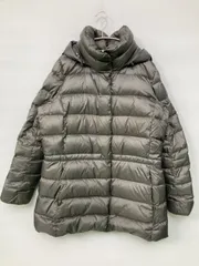 Polo Ralph Lauren ポロラルフローレン ダウンジャケット/コート L グレー ナイロン レザー・本革 無地 ミドル丈 フードあり フード取り外し可 レディース