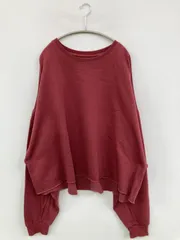 merlot メルロー スウェット レッド コットン 裏起毛 無地 長袖 レディースのサムネイル