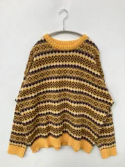Cathy's closet キャシーズクローゼット ニット/セーター L イエロー ニット その他総柄 ミドル丈 長袖 クルーネック(丸首) メンズ レディースのサムネイル