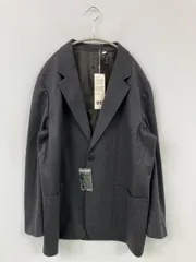 UNIQLO U ユニクロユー テーラードジャケット L グレー ウール・ニット ナイロン コットン 無地 ミドル丈 フードなし シングル メンズ