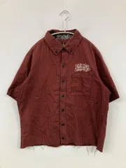 Subciety サブサエティ シャツ/ブラウス M レッド ボタンダウン 半袖 チェック柄 刺繍 コットン ショート丈 メンズのサムネイル