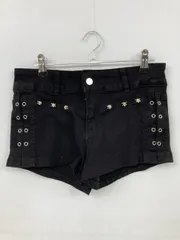 デニムパンツ L ブラック ショート・ひざ上丈 無地 ビジュー スキニー・タイト ストレート ローライズ リジッド・ワンウォッシュ レディース