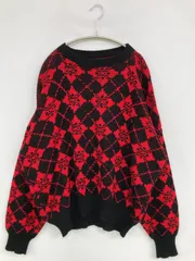ニット/セーター レッド クルーネック(丸首) 長袖 その他総柄 ウール・ニット ミドル丈 メンズ レディース