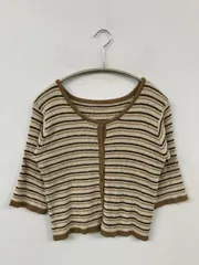 Kastane カスタネ カーディガン/ボレロ F ベージュ ナイロン ニット ボーダー柄 ショート丈 半袖 レディース