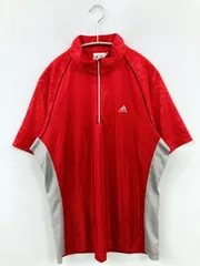 adidas アディダス ポロシャツ L/G レッド ブランドロゴ その他総柄 半袖 メンズ