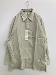 UNIQLO ユニクロ シャツ/ブラウス L ベージュ コットン ストライプ柄 レギュラーカラー 長袖 メンズ