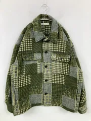 ZARA ザラ ブルゾン L グリーン ニット チェック柄 ミドル丈 フードなし ボタン留め メンズ