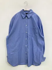 ZARA ザラ シャツ/ブラウス USA XS ブルー コットン ストライプ柄 ミドル丈 長袖 レギュラーカラー レディース