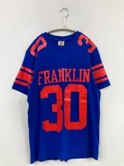 FRANKLIN MARSHALL フランクリンマーシャル Tシャツ/カットソー S ブルー 前面プリント バックプリント ブランドロゴ ライン柄 ミドル丈 半袖 クルーネック(丸首) メンズ レディースのサムネイル