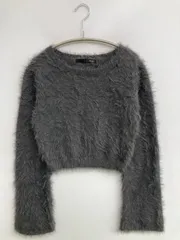 Heather ヘザー ニット/セーター F グレー ナイロン ニット フェイクファー ショート丈 長袖 クルーネック(丸首) レディース
