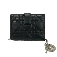 DIOR/ChristianDior(ディオール/クリスチャンディオール) 2つ折り財布 レディディオール 黒×シルバー レザーのサムネイル