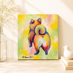 F3号キャンバス☆絵画原画 現代アート アート 柴犬 動物画 作品証明書
