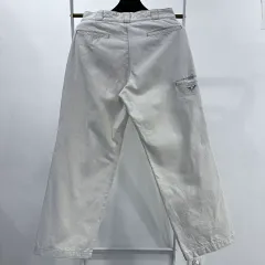 プラダ 三角ロゴ アイボリー コットン パンツ / 46のサムネイル
