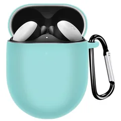 新品 Miimall Pixel Buds A-Series適用 ケース シリコン ピクセル Buds A カバー 耐衝撃 防傷 軽量 ハードケース 落下防止 カラビナ付き 着装充電可能 グーグル Pixel Buds A 保護カバー (ミントグリーン)のサムネイル