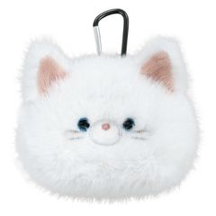 신품 [Stream] 무선 이어폰 케이스 대응 모바일 상품 소프트 케이스 귀여운 봉제 인형 파우치 소품 상자 카라비나 동물 동물 흰 고양이 유 패킷 16