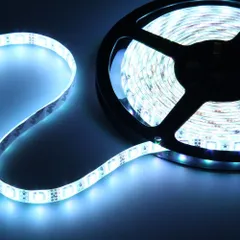 短色 LEDテープライト● 12Ｖ 高輝度 5M 300連 防水IP65 切断可能 白ベース/LED 強力粘着両面テープ 正面発光 SMD 5050 (ホワイト)のサムネイル