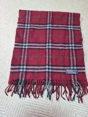 Burberrys カシミヤ マフラー チェック柄 レッド - メルカリ