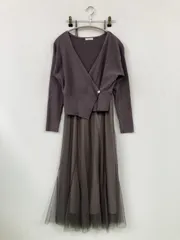 FRAY I.D フレイアイディー ワンピース 0 グレー チュール コットン ナイロン 無地 長袖 ロング・マキシ丈 フレア レディース